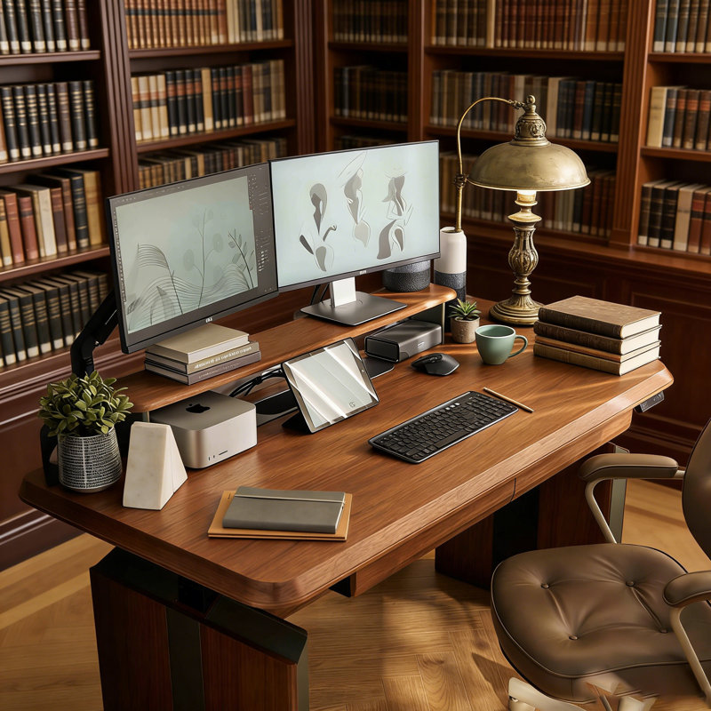 Bureau électrique à hauteur réglable Nordic, H 29,53 po x l 86,61 po x P 31,5 po