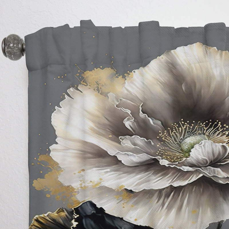 Isoline - Rideau en velours floral - 1 panneau, L 52 po x L 108 po