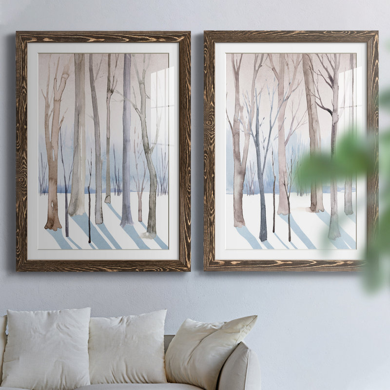 Woodland Whisper I - ensemble de 2 peintures encadrées, H 43,5 po x l 31,5 po x P 1 po, Papier, cadre noyer