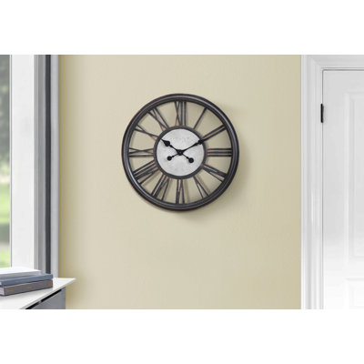Clocks, 18" Round, Wall Clock, Antique Black, Transitional