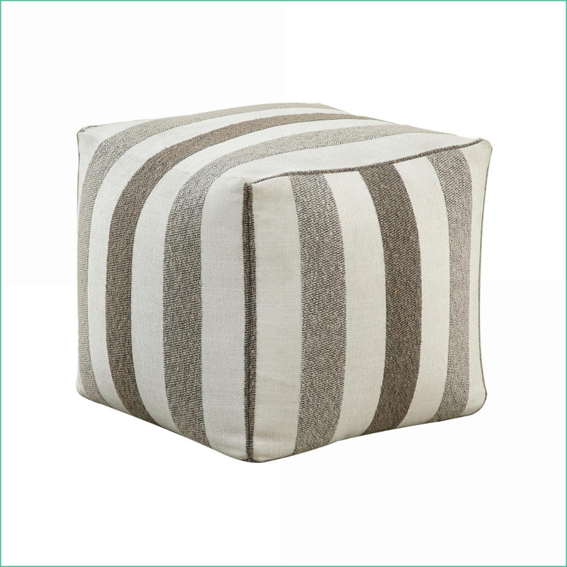 Ottoman, Modern Square Jacquard Fabric Bean Bag Chair Pouf with Non-Slip Bottom, 16”x16”x16” | Multicolor | Textile