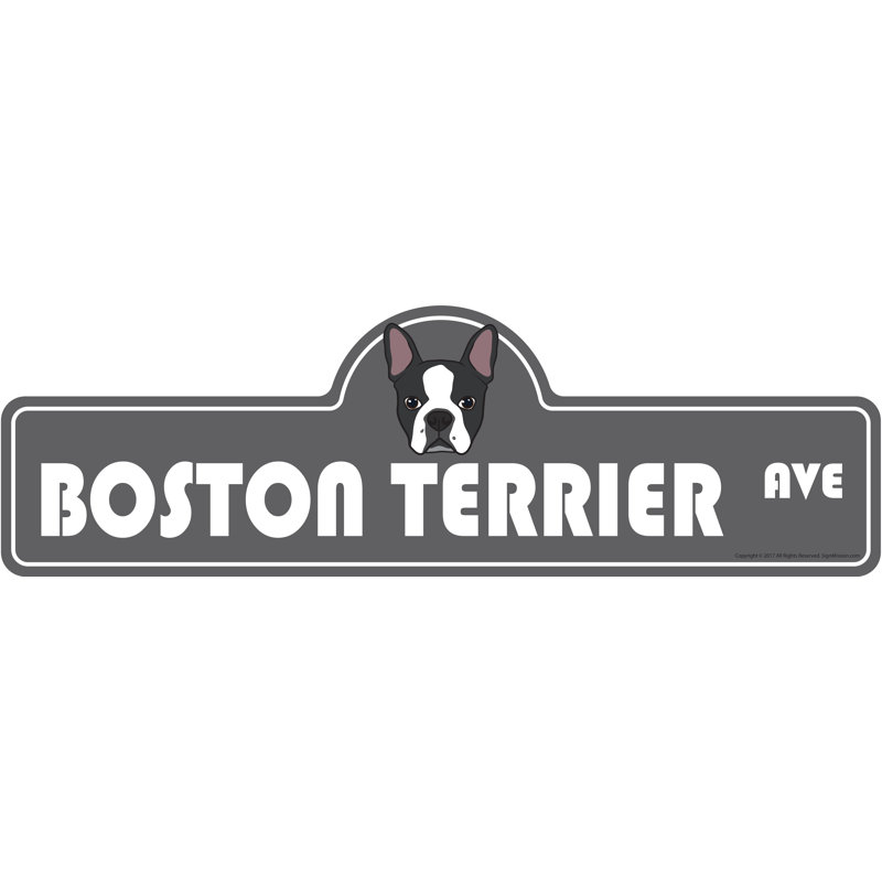 Plaque de rue Boston Terrier en plastique robuste 7 po x 20 po