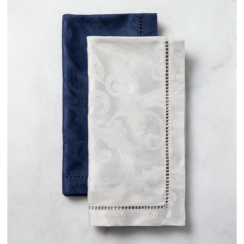 Acanthus Cotton Square Napkins, Sapphire