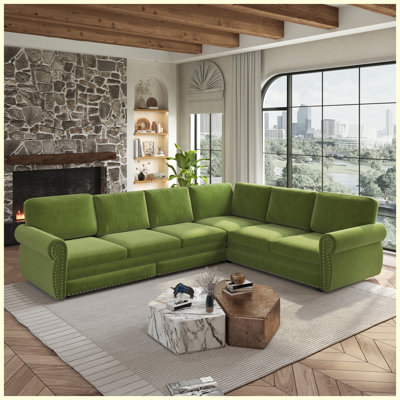 Chenille Upholstered Convertible Sleeper Sofa Bed Green