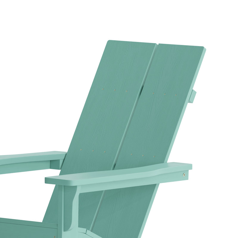 Balasi Indoor/Outdoor Modern 2-Slat Adirondack Poly Resin Rockers, Sea Foam