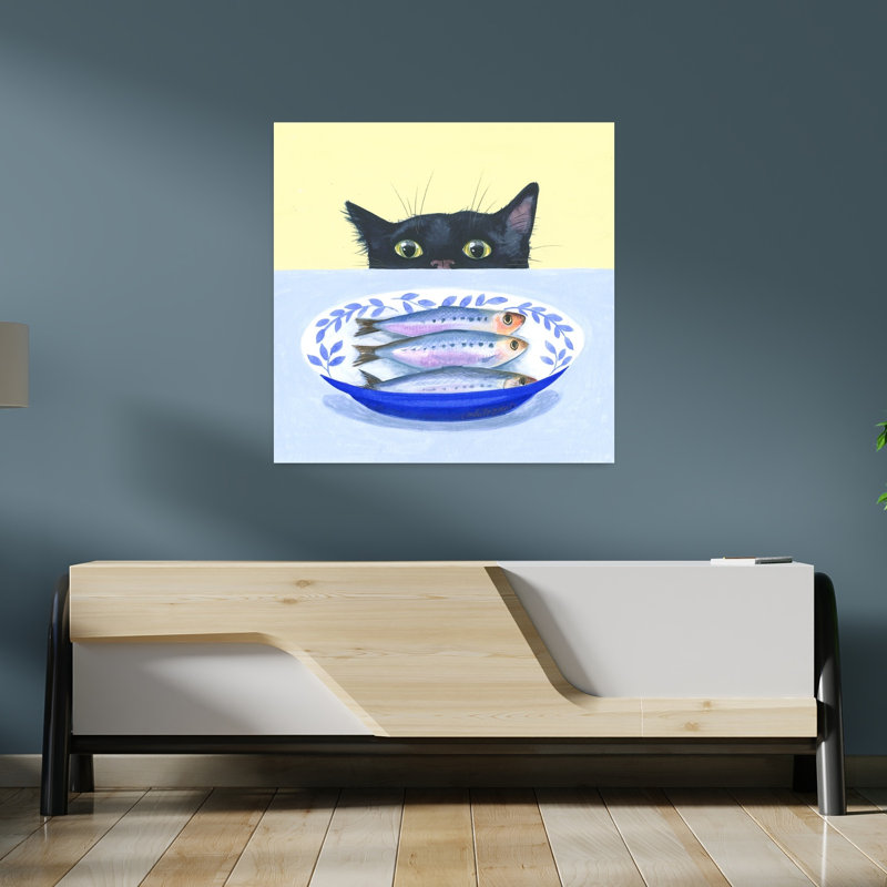 Gourmet Cat Contemporary Cat Fish Wall Art Print, 91.44cm H x 91.44cm W