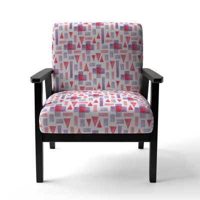 Fauteuil d'appoint rembourré à motif géométrique rose et mauve