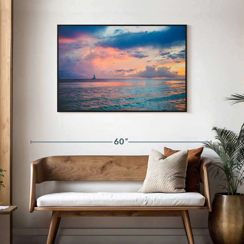 Coucher de soleil au Panama, Cadre flottant noir, 43 po x 29 po