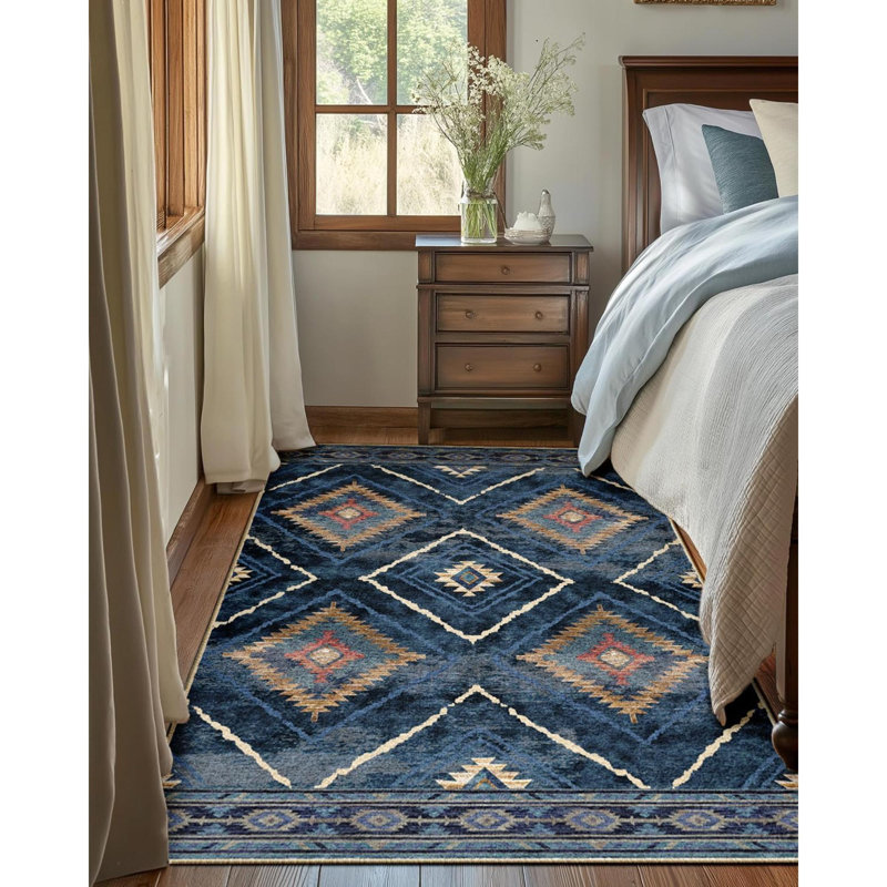 Moroccan Area Rug, Dark Blue
