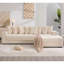 Canapé modulaire en L 110,75 po, canapé modulaire en velours côtelé, avec repose-pieds mobile, porte-gobelets, 8 coussins décoratifs, poche latérale, déplier dans un lit, beige-1709417259
