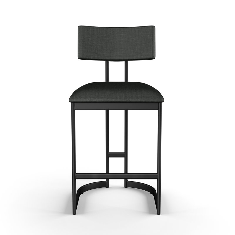 Tabouret de bar et de comptoir Lucio, Tabouret de comptoir (siège d'une hauteur de 26,7, Noir, Noir