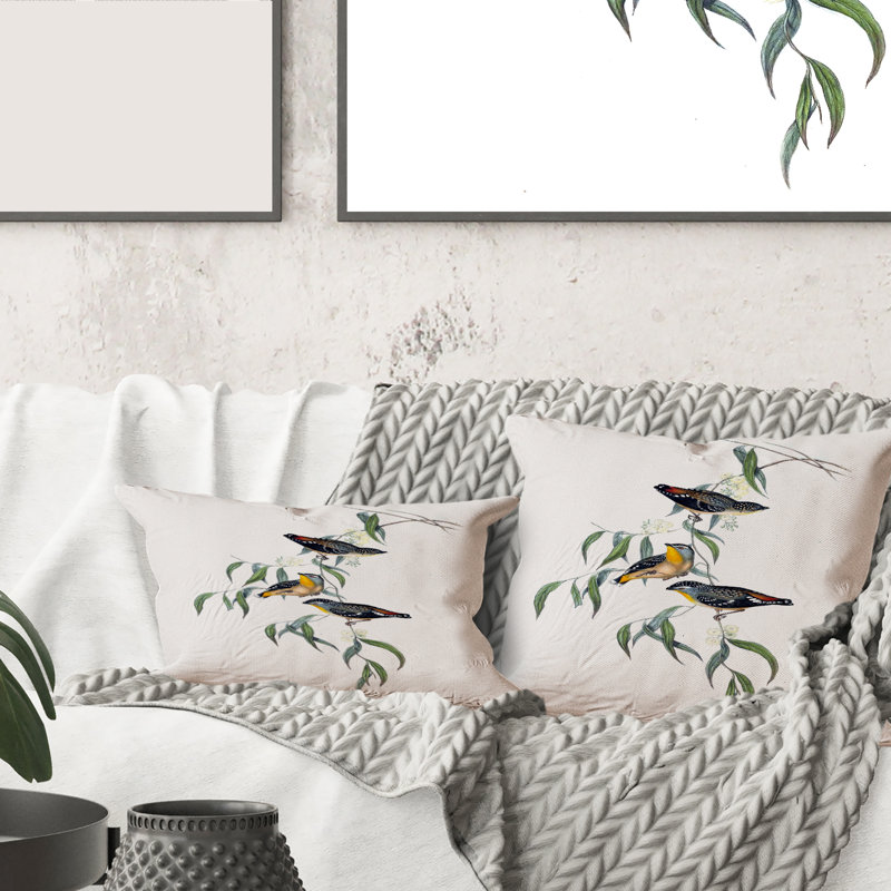 Vie d'oiseau rétro III - coussin traditionnel imprimé