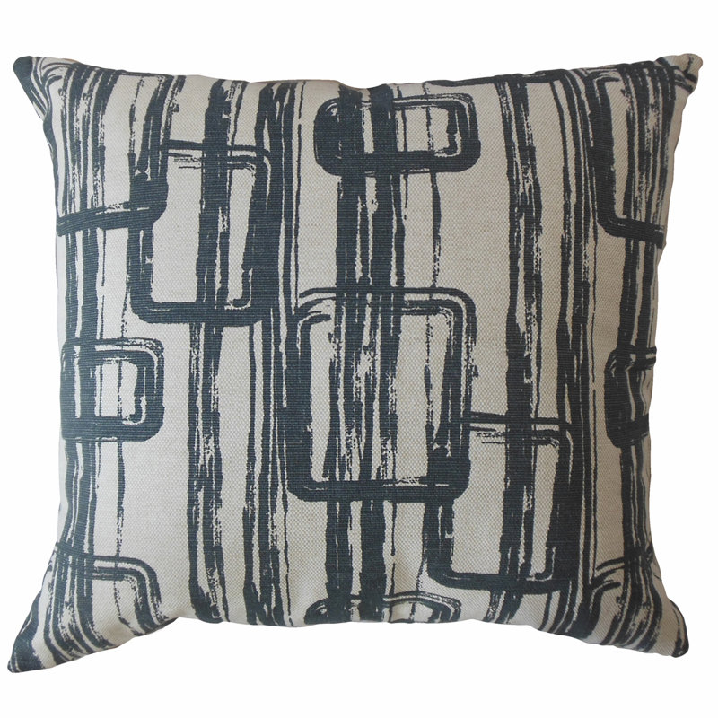 Coussin en coton Latrell, Bleu marine foncé, 12 po x 18 po