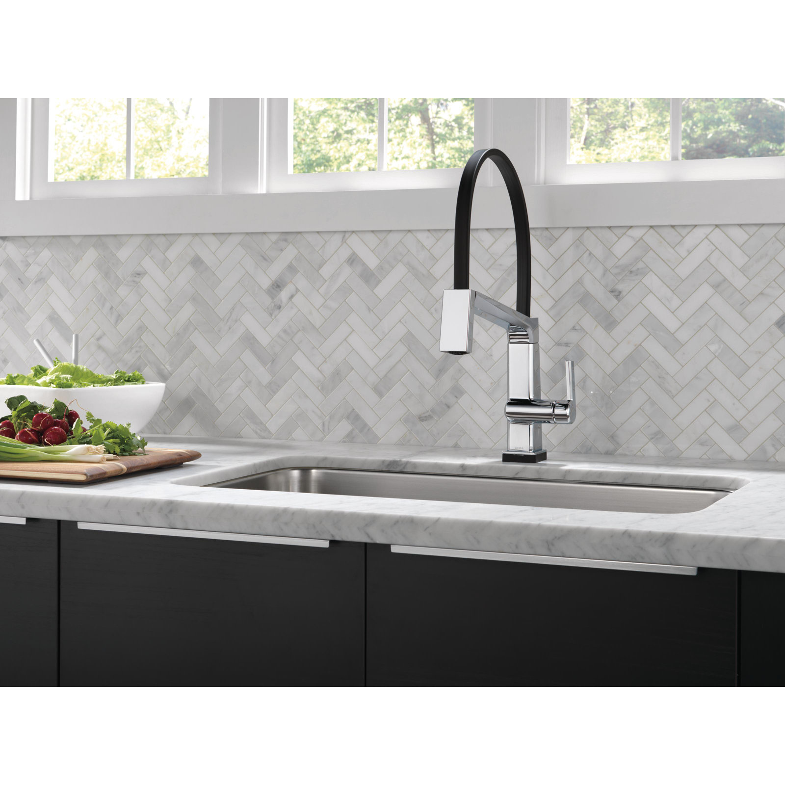 Pivotal Pull Down Touch Single Handle Kitchen Faucet, Chrome
