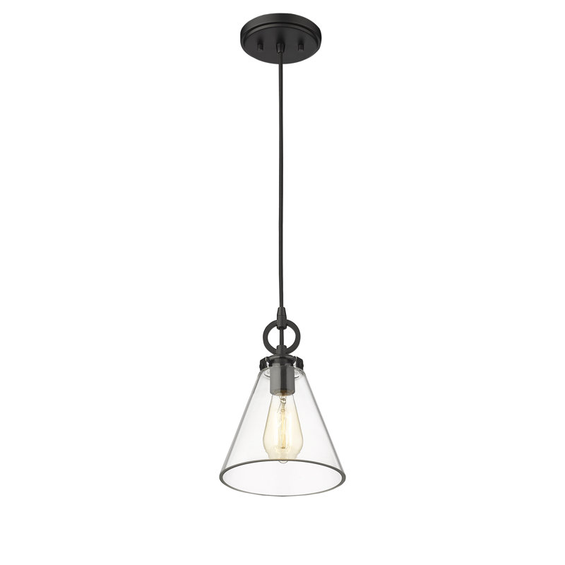 Luminaire suspendu 1 lumière Pays de Galles, Noir mat, H 121,5 po x l 8 po x P 8 po