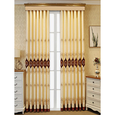 2Pcs Elegant European Embroidered Curtains - High-Efficiency Blackout & Premium Drape
