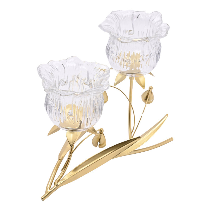 20.4Cm Glass Metal Tabletop Votive Holder