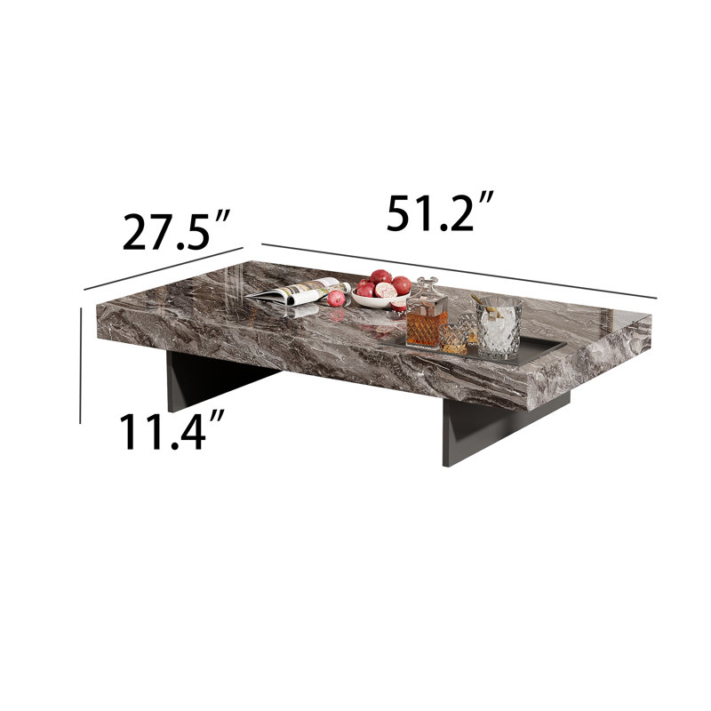 Elbin Single Coffee Table, Black/Gray Top/Black Base