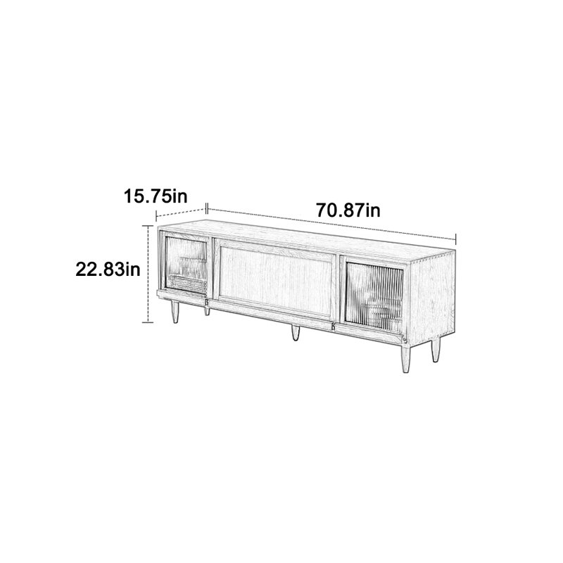 Meuble télé en cerisier à structure carrée, 70.87"