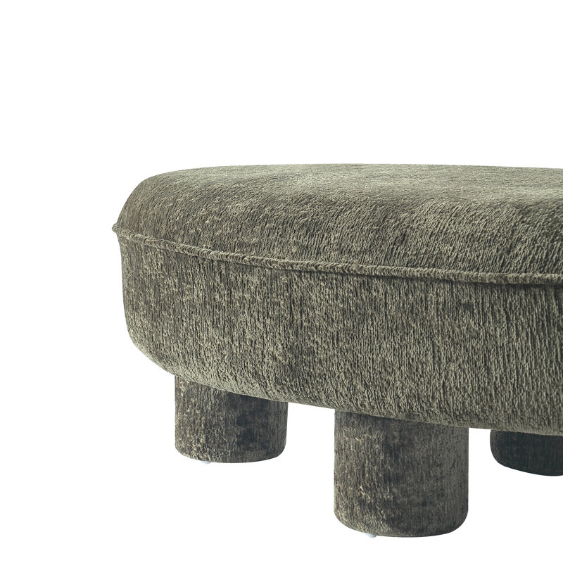 Tribeca Mid-Century Modern Chenille Upholstered Accent Ottoman in Olive Green, Olive Green
