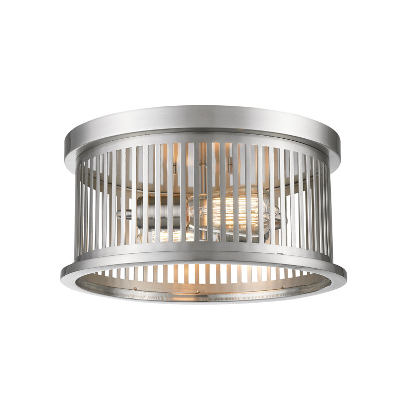 Plafonnier encastré cylindrique en cage 13,1 po Beddingfield, Nickel brossé