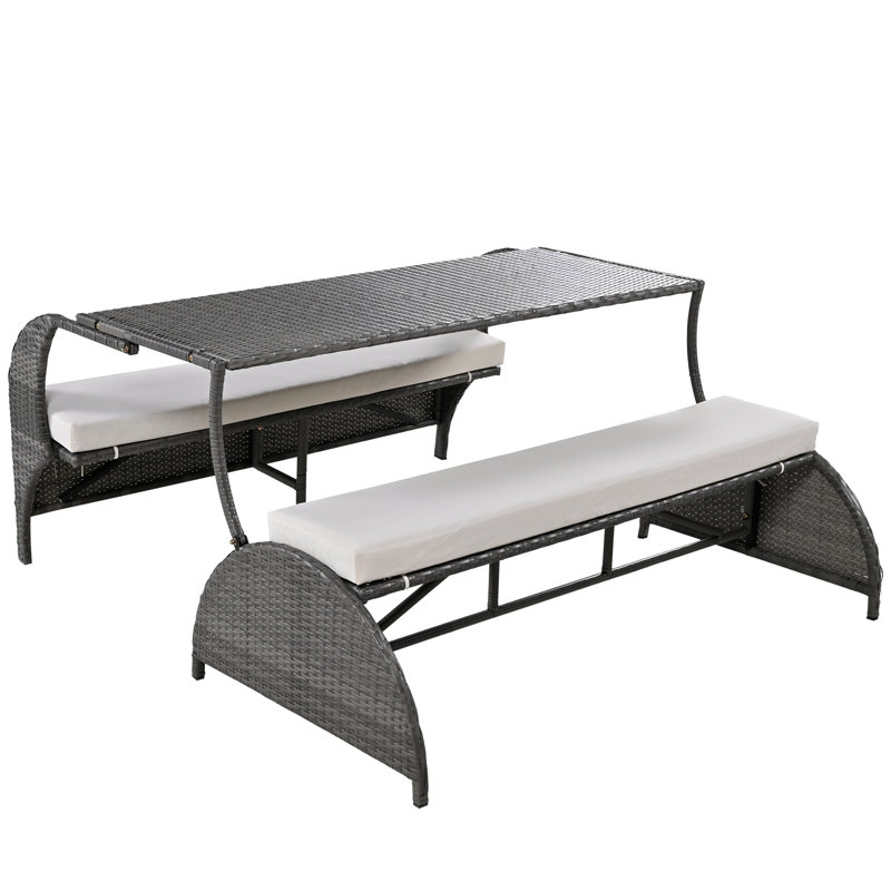 Table de pique-nique convertible 2-en-1, Gris clair