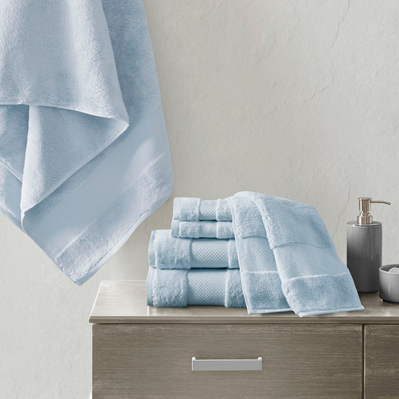 Cotton 6 Piece Bath Towel Set, Light Blue