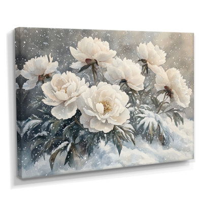 Hiver pivoines dans les congères IV - pivoines, art mural