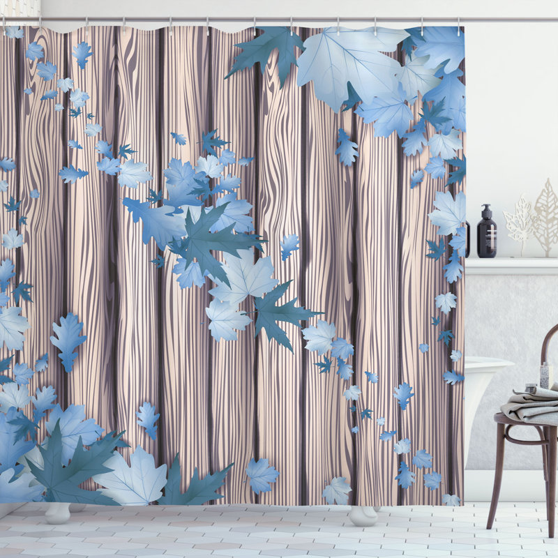 Ensemble de rideau de douche et crochets Autumn, Azure pâle, H 69 po x l 75 po