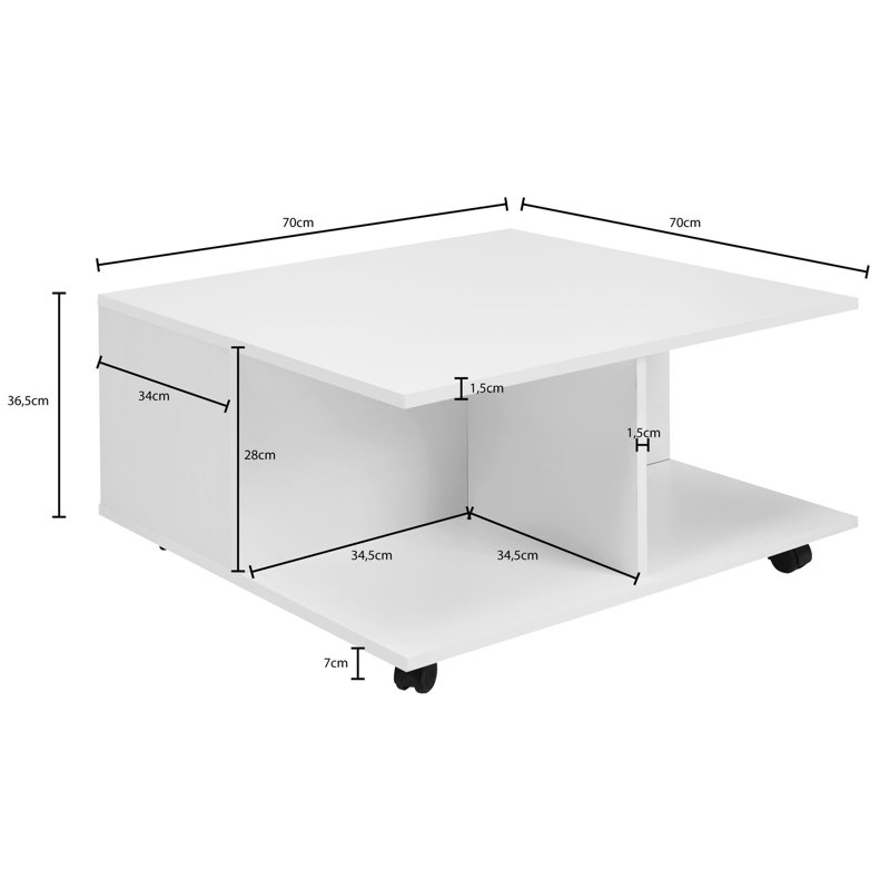 Varuna Block Coffee Table with Storage, White