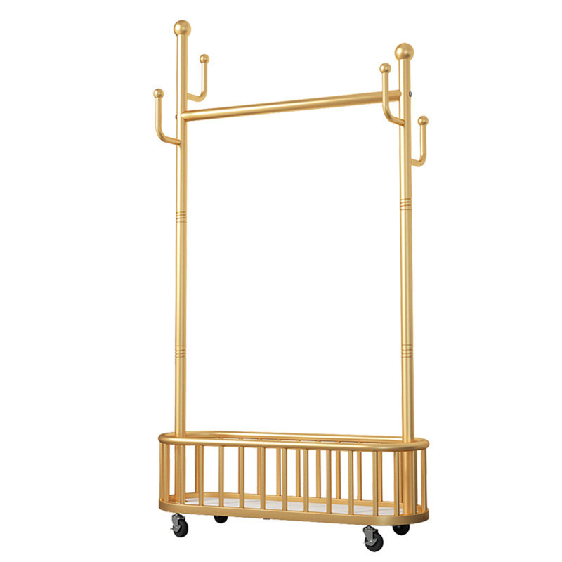Rolling Garment Rack with Shelf - Sturdy Mobile Clothing Rack with Wheels & Hooks for Bedroom, Closet