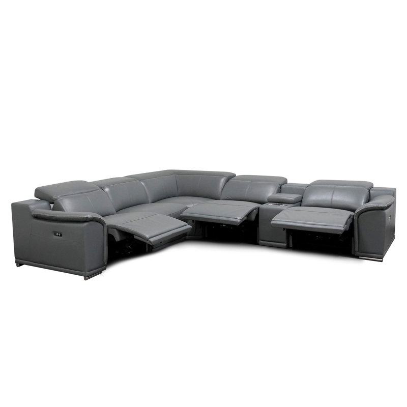 Anna-Louise Upholstered Reclining L-Shaped Sectional Reversible, Dark Gray