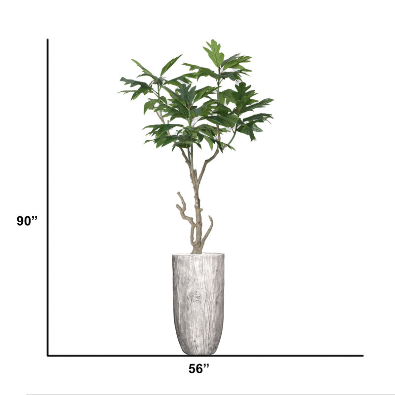 90 " H Faux Tree in Resin Pot, Gray