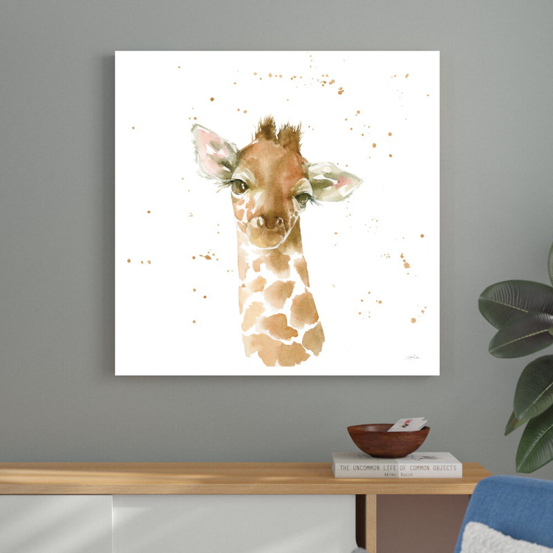 «Baby Giraffe» par Katrina Pete - impression, H 36 po x l 36 po, Non, Toile tendue