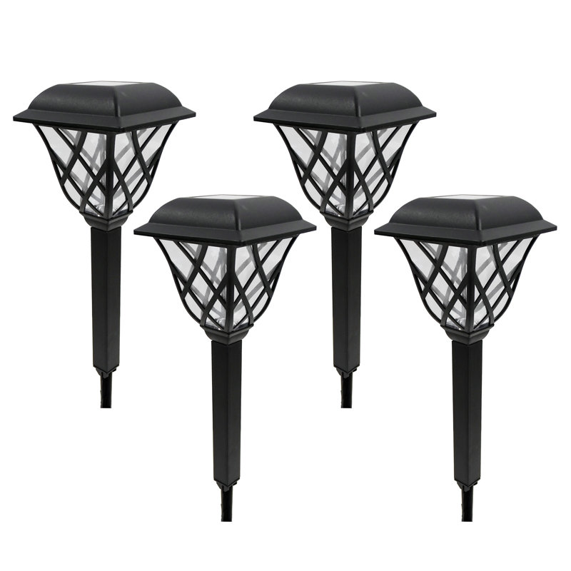 16" Black Stainless Steel Solar LED Pathway Lights, Set of 4
