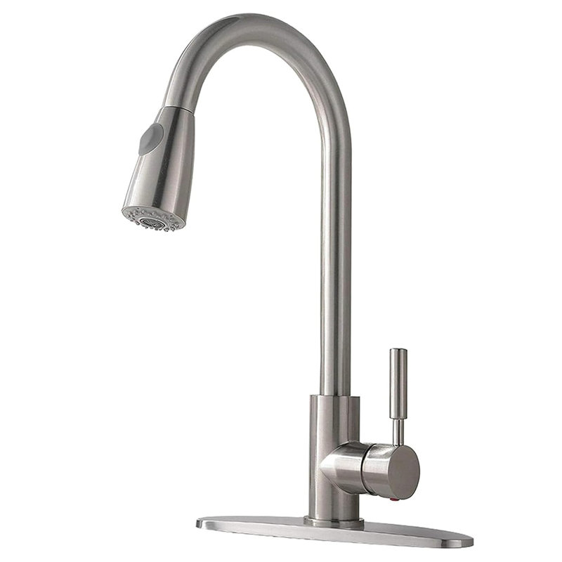 Robinet de cuisine en nickel brossé avec douchette rétractable, Brushed Nickel
