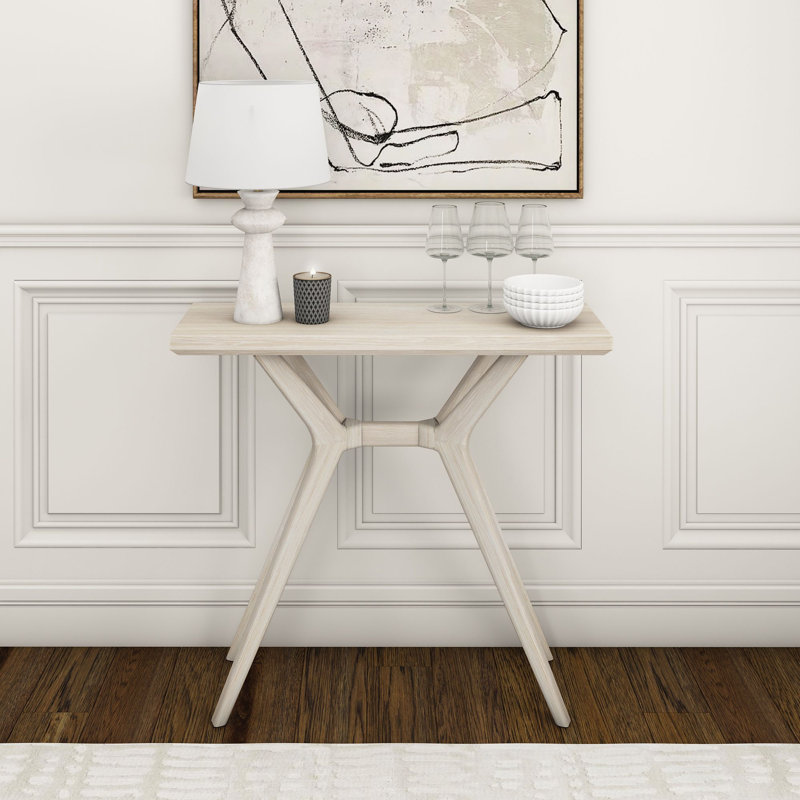 Console de vestibule 46 po Muhsina, Sable blanc brossé au fil, H 32 po x l 36 po x P 12 po