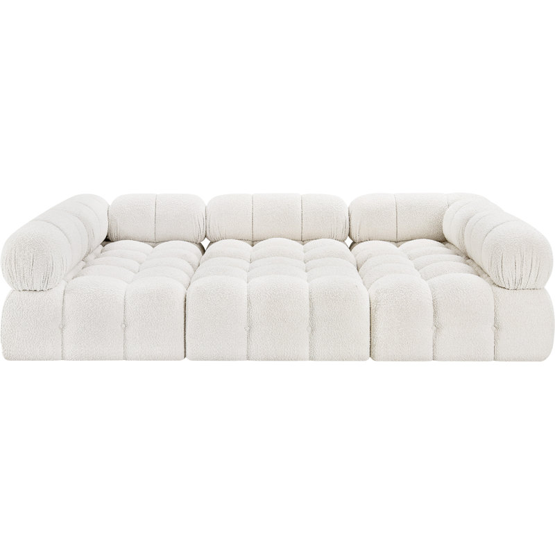 Ames 102" Upholstered Sectional, Cream Boucle Fabric