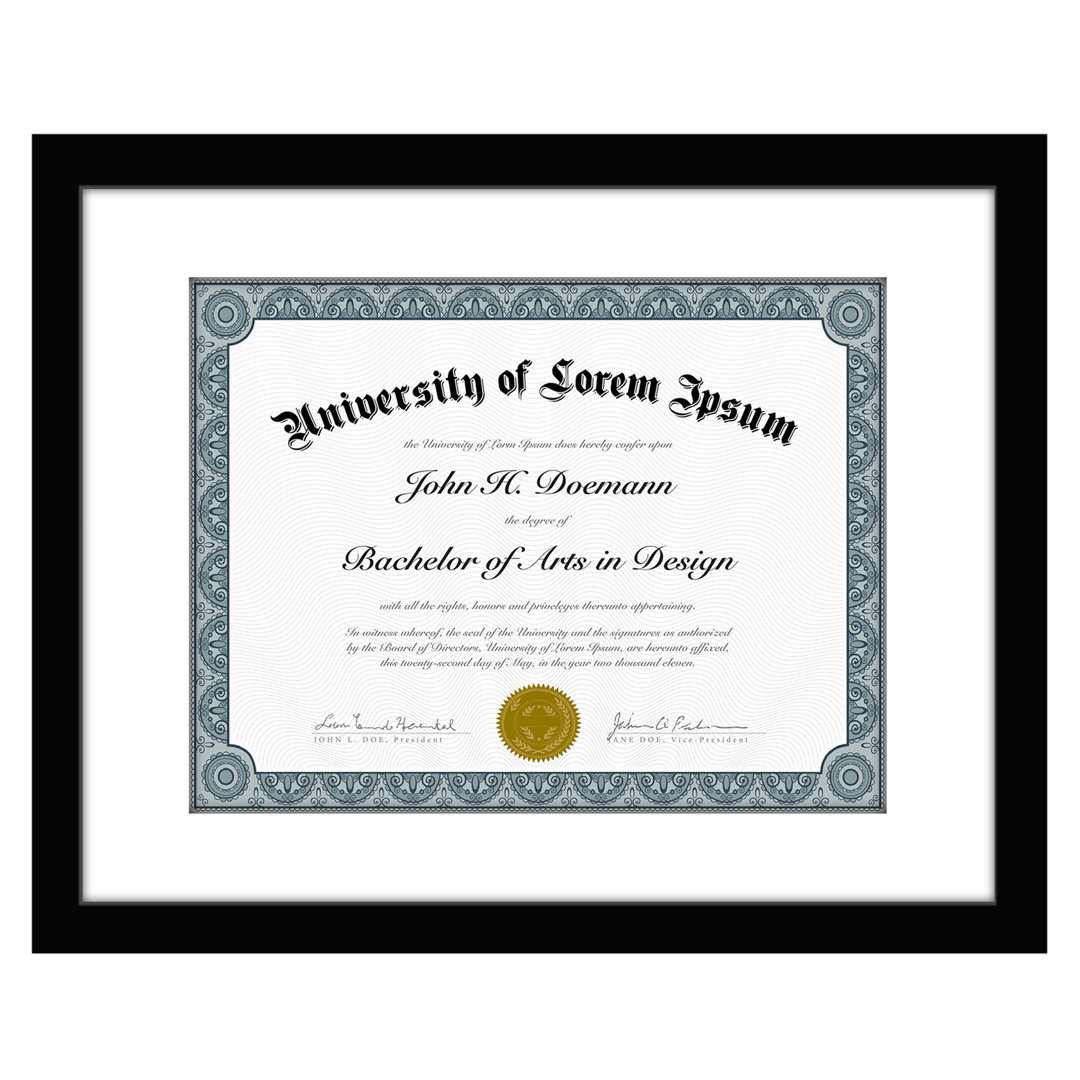 Janiene Diploma Frame - 11x14 with 8.5x11 Mat for Diploma - Wood + Glass Trinx 