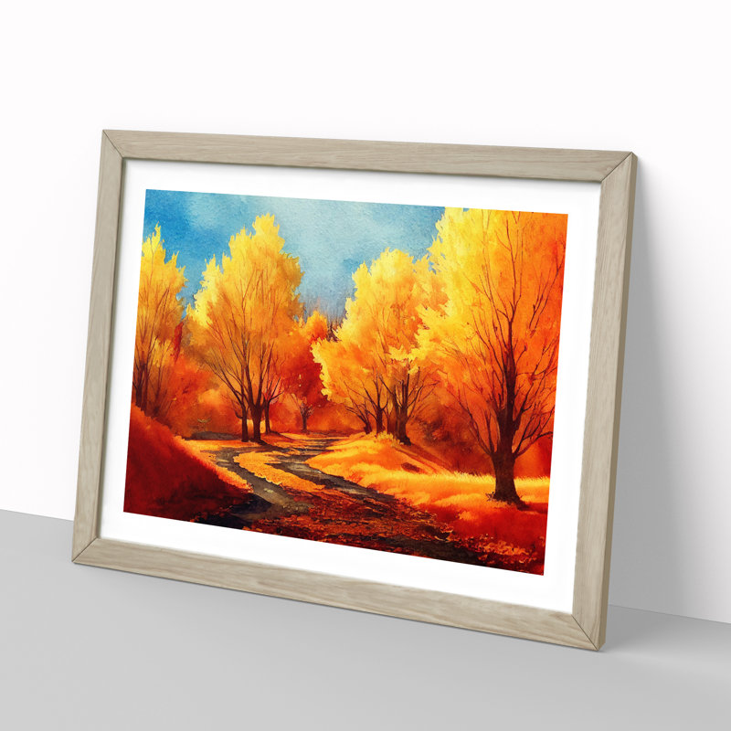 Forest In Autumn Vol.4 - Single Picture Frame Painting, 46cm H x 64cm W x 2cm D, Oak