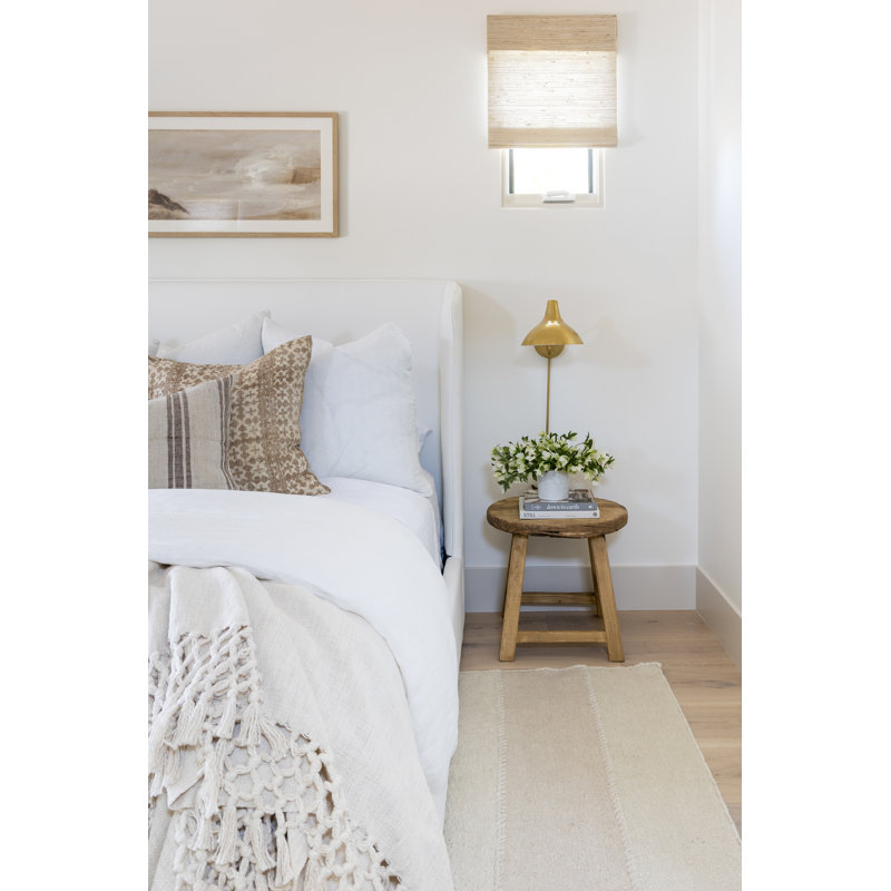 Koukila Linen Striped Area Rug in Beige, Rectangle 6'3" x 9'