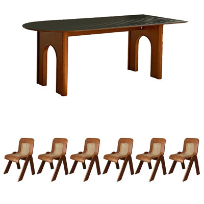 Sintered stone ash dining table set