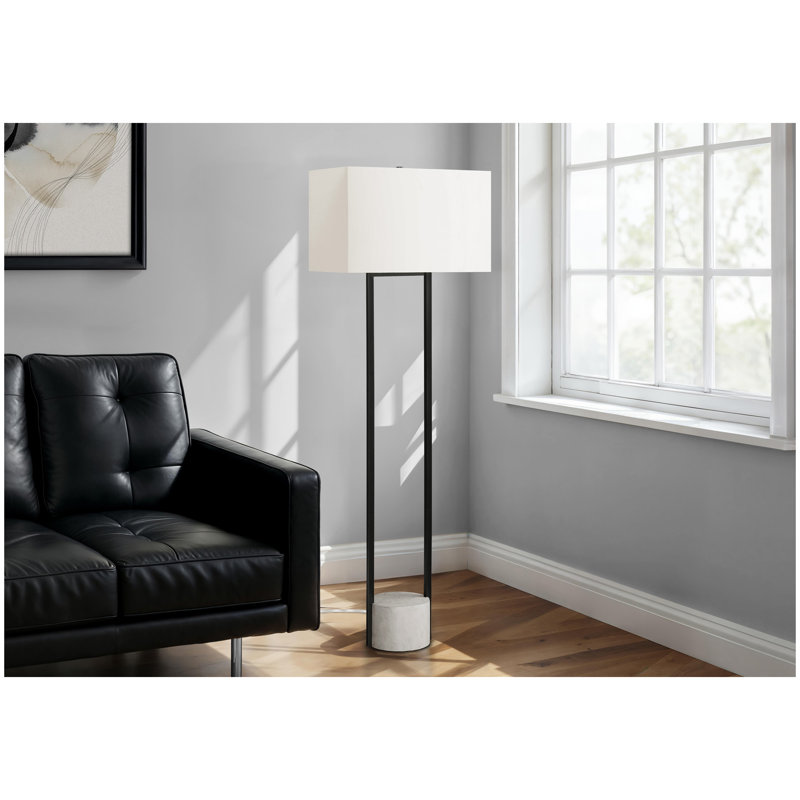 Lighting, 62 po, lampe sur pied, métal noir, abat-jour ivoire / crème, contemporain