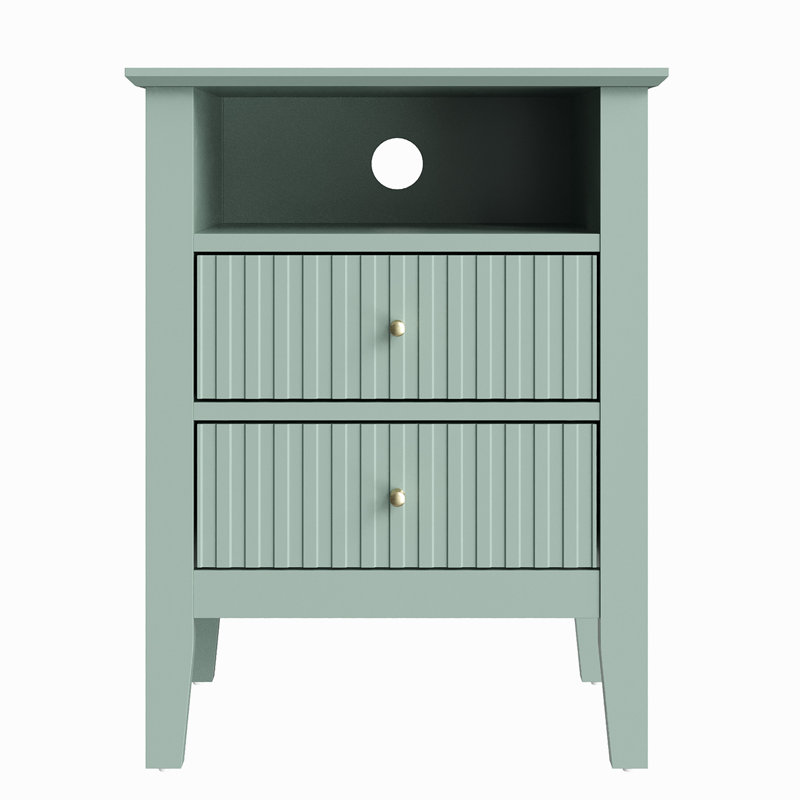 Amberrae 2 Drawer Bedside Table, Green