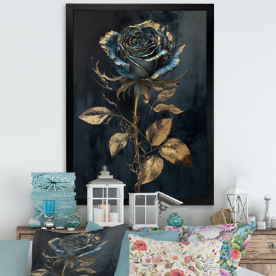 «Golden Rose in Vintage Blue IV», reproduction sur toile