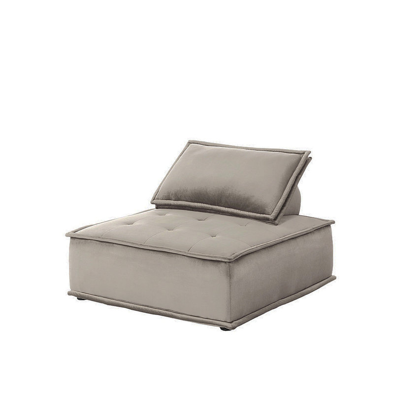 Chaise longue sans accoudoirs en velours gris clair Aveline, Gris clair