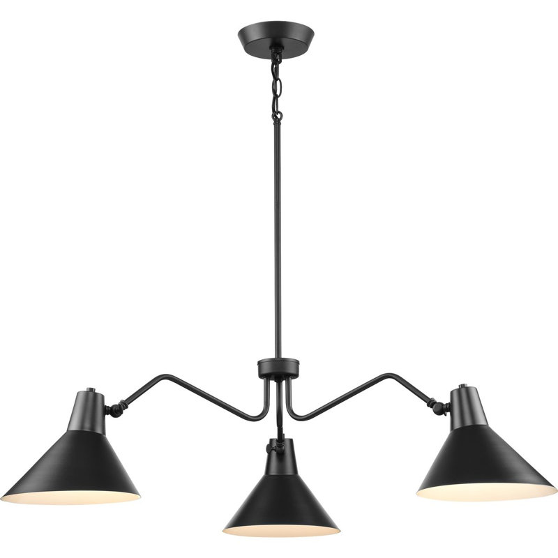3-Light Chandelier, Noir mat, Noir