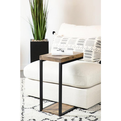 Table à collation antique Antique Muscade, design industriel, surface en bois, H 25,5 po x l 11,5 po, P 17,44 po