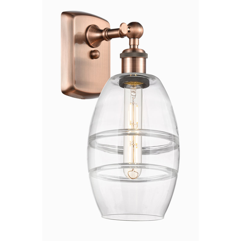 Applique murale en acier Bettylou, Cuivre antique, Transparent, H 9,13 po x l 5,88 po x P 7,06 po