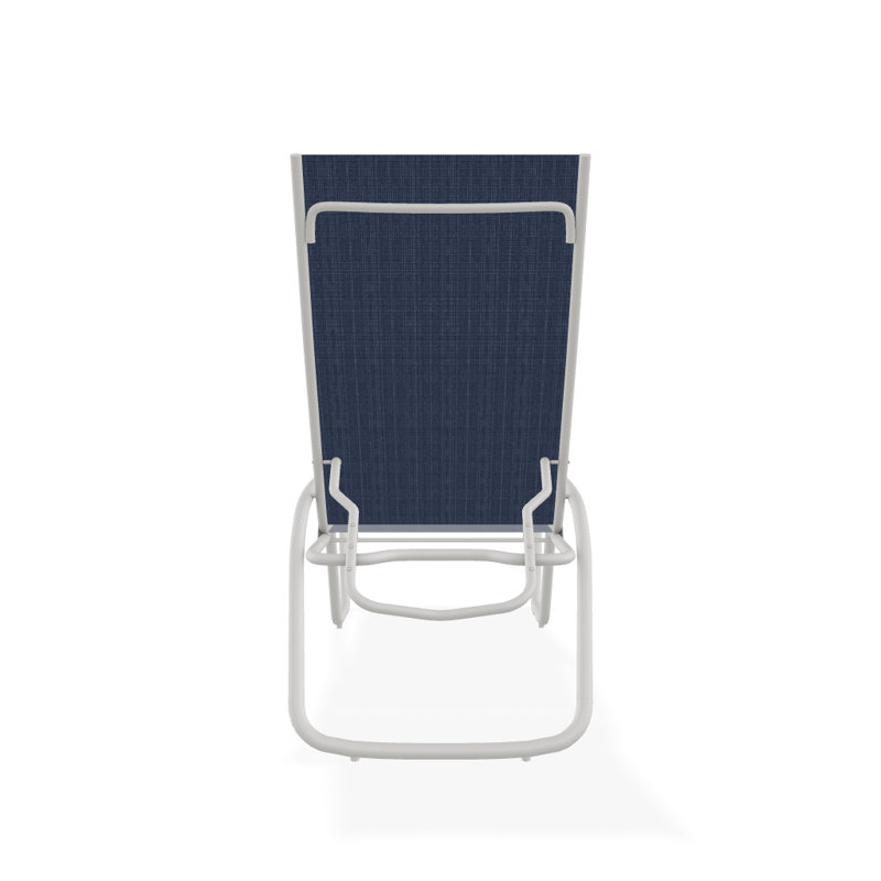 Outdoor Rust-Resistant Metal Chaise Lounge, Textured Snow, Mavi